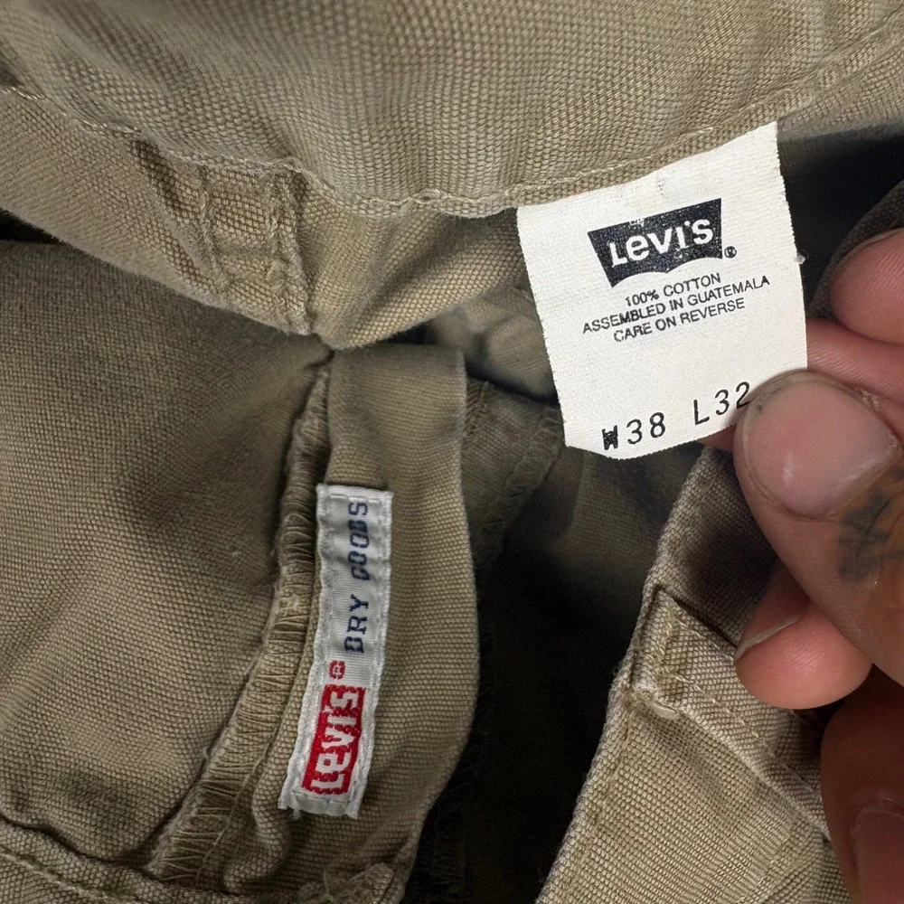 Levis Dry Goods Mens 38x32 Khaki Tan Canvas Carpenter Utility Wide Leg Pants 478